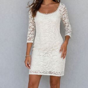 Laundry Shelli Segal White Floral Lace Sheath Midi Dress Bridal Wedding 8
